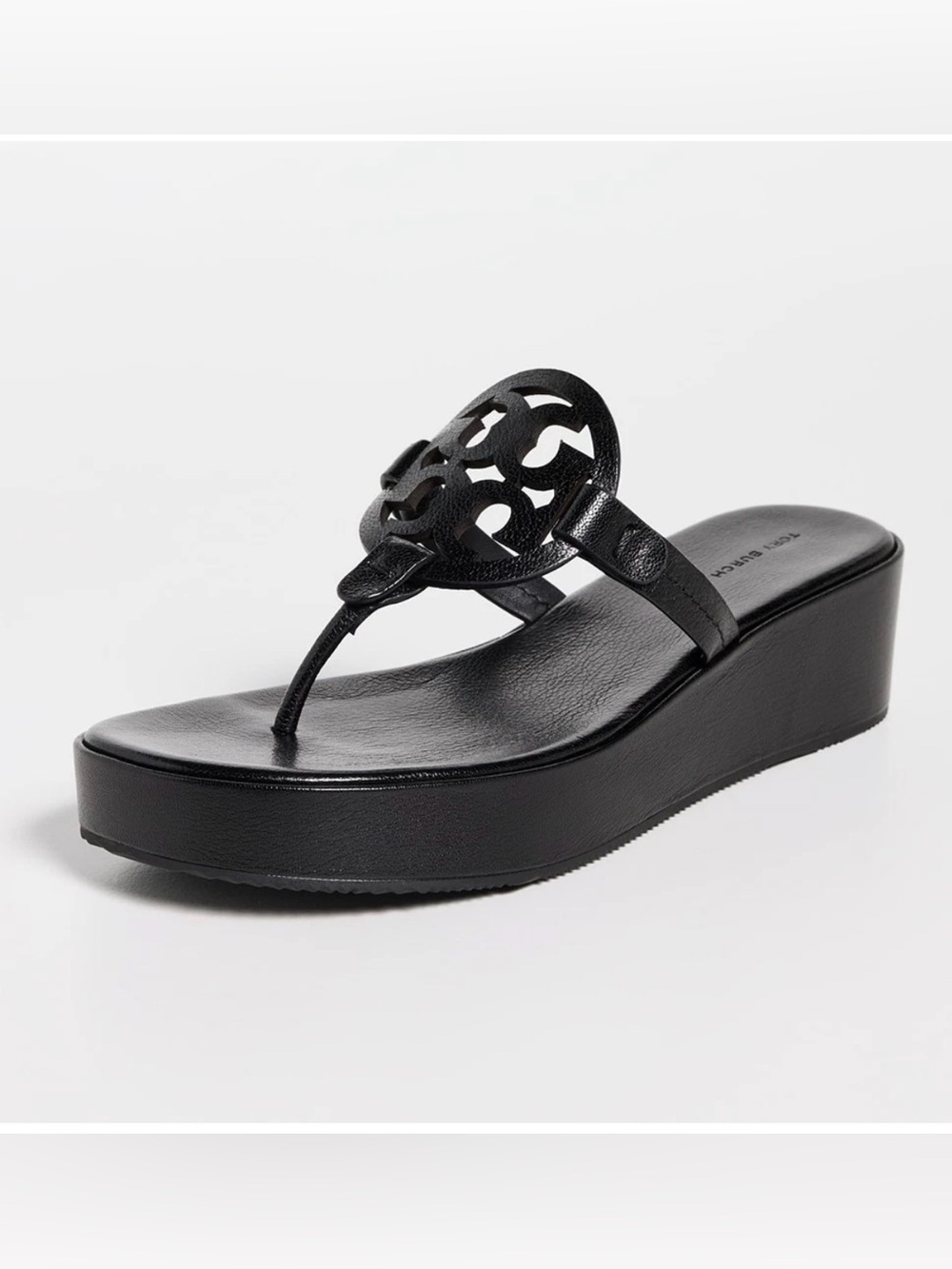 Tory Burch Miller Platform Wedge Women's Flip Flop Sandals  Black US 10